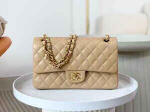 Chanel Cream Quilted Double Flap Chain Shoulder Bag